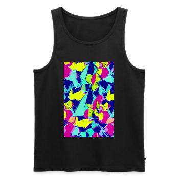 Retro Muster Bunt - Männer Premium Bio Tank Top - Schwarz - Vorne - Michal (187cm)