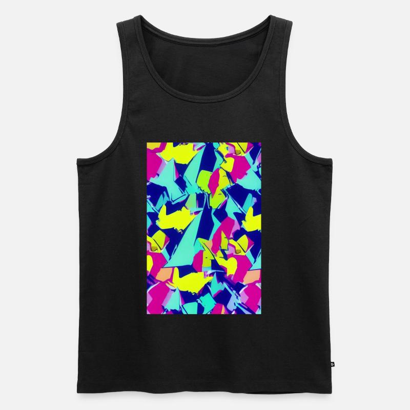 Retro Muster Bunt - Männer Premium Bio Tank Top - Schwarz