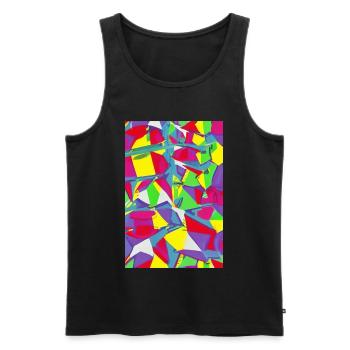 Retro Muster Bunt - Männer Premium Bio Tank Top - Schwarz - Vorne - Michal (187cm)
