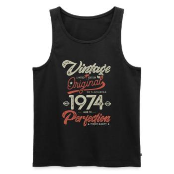 1974 Vintage Birthday Born 1974 - Men's Premium Organic Tank Top - black - Front - AI Model Male 178 light (178cm)