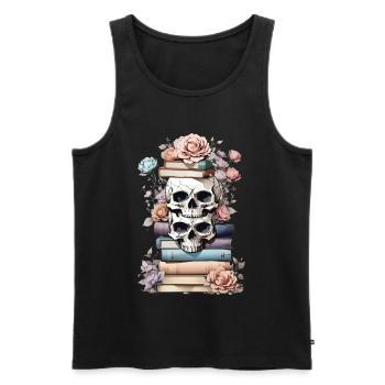 Piles de livres - Débardeur bio Premium Homme - noir - Devant - Michal (187cm)