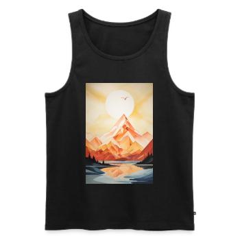 Berglandschaft mit Sonnenuntergang - Männer Premium Bio Tank Top - Schwarz - Vorne - AI Model Male 178 light (178cm)