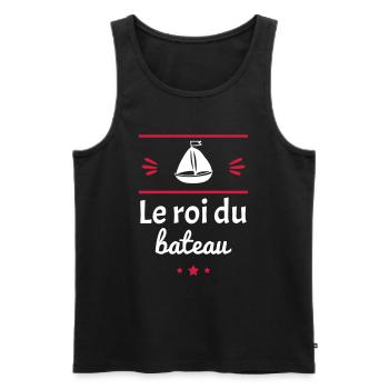 le roi du bateau, voilier, capitaine - Débardeur bio Premium Homme - noir - Devant - Michal (187cm)