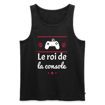 le roi de la console, geek, gameur, gaming - Débardeur bio Premium Homme - noir - Devant - Michal (187cm)