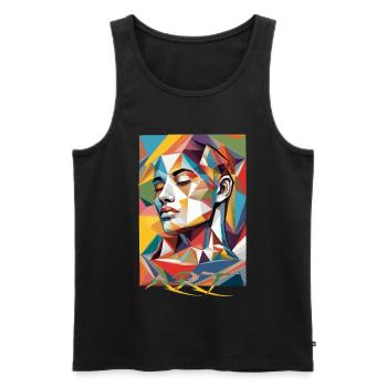Moderne Gesichts Kunst - Männer Premium Bio Tank Top - Schwarz - Vorne - AI Model Male 178 light (178cm)