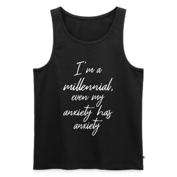 Ich bin ein Millennial, sogar meine Angst hat Angst II - Männer Premium Bio Tank Top - Schwarz - Vorne - AI Model Male 178 light (178cm)