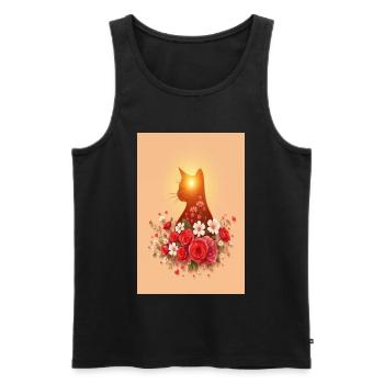Katze mit Rosen - Männer Premium Bio Tank Top - Schwarz - Vorne - AI Model Male 178 light (178cm)