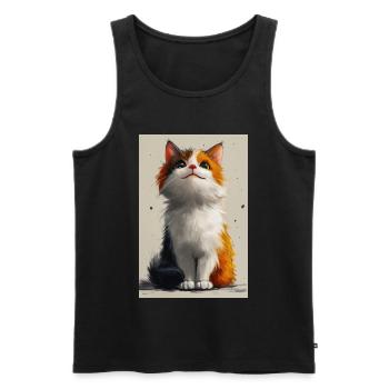 Niedliche Katze Illustration Poster - Männer Premium Bio Tank Top - Schwarz - Vorne - Michal (187cm)