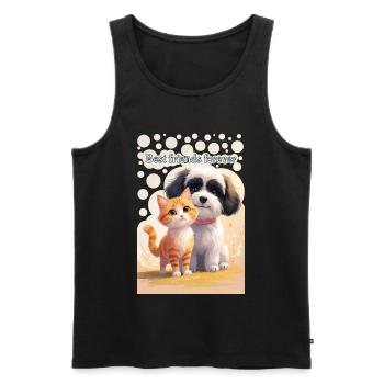 Hund und Katze Tierkinder Beste Freunde für immer - Männer Premium Bio Tank Top - Schwarz - Vorne - AI Model Male 178 light (178cm)