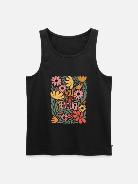 Positives Selbstliebe Boho-Blumendesign - Männer Premium Bio Tank Top - Schwarz