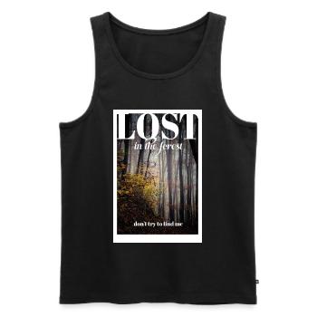 PERDU dans la forêt - Débardeur bio Premium Homme - noir - Devant - Michal (187cm)