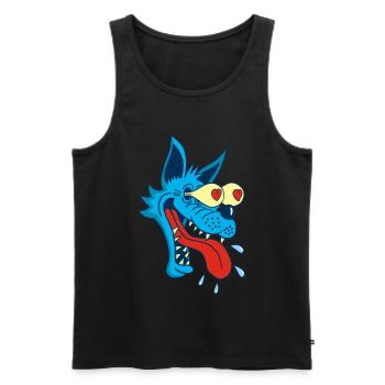 Cartoon Wolf in Love - Men's Premium Organic Tank Top - black - Front - AI Model Male 178 light (178cm)