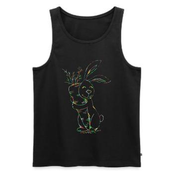 Bunter Neonhase mit Karotten - Männer Premium Bio Tank Top - Schwarz - Vorne - Michal (187cm)