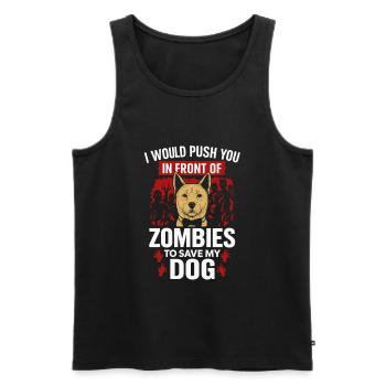 Je te sauverais des zombies – Amour des chiens - Débardeur bio Premium Homme - noir - Devant - Michal (187cm)