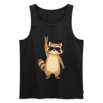 Retro Raccoon Rocker - Men's Premium Organic Tank Top - black - Front - AI Model Male 178 light (178cm)