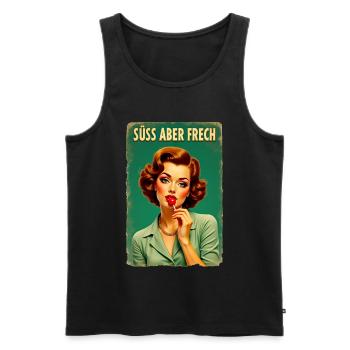Retro Girl Design - Sucette « mignonne mais coquine » Edit - Débardeur bio Premium Homme - noir - Devant - AI Model Male 178 light (178cm)