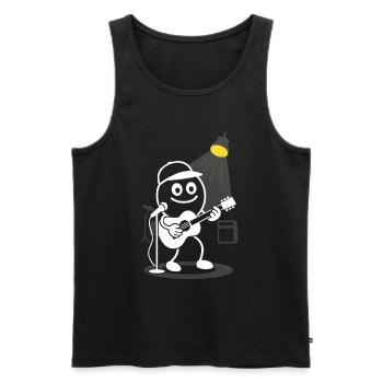 Ribbo plays guitar with heart - Men's Premium Organic Tank Top - black - Front - Michal (187cm)