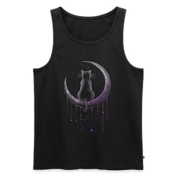 Mystical cat theme in the moonlight - Men's Premium Organic Tank Top - black - Front - AI Model Male 178 light (178cm)