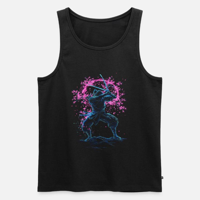 Samurai Sakura Tornado japan - Männer Premium Bio Tank Top - Schwarz