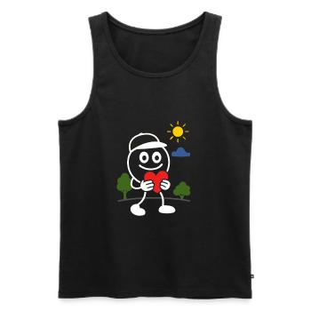 Ribbo with heart – give warmth and joy as a gift - Men's Premium Organic Tank Top - black - Front - AI Model Male 178 light (178cm)