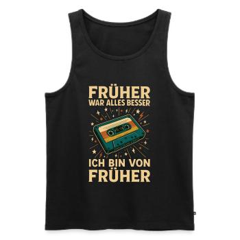 Retro Kassetten Design für Nostalgie - Männer Premium Bio Tank Top - Schwarz - Vorne - Michal (187cm)