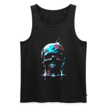 Schädel - Reflektierte Sterblichkeit - Requiem der Natur - Männer Premium Bio Tank Top - Schwarz - Vorne - AI Model Male 178 light (178cm)