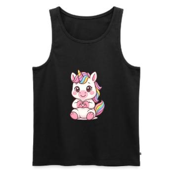 Cute Unicorn with Heart Hands - Men's Premium Organic Tank Top - black - Front - AI Model Male 178 light (178cm)