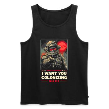 Mars Colonization Promotional Poster - Men's Premium Organic Tank Top - black - Front - AI Model Male 178 light (178cm)