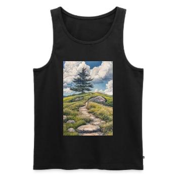 Illustration of a natural landscape - Men's Premium Organic Tank Top - black - Front - AI Model Male 178 light (178cm)