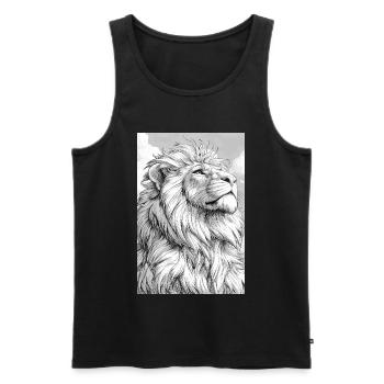 Illustration eines Löwen - Männer Premium Bio Tank Top - Schwarz - Vorne - AI Model Male 178 light (178cm)