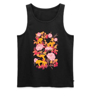 PFINGSTROSEN UND PFIFFERLINGE - Männer Premium Bio Tank Top - Schwarz - Vorne - AI Model Male 178 light (178cm)