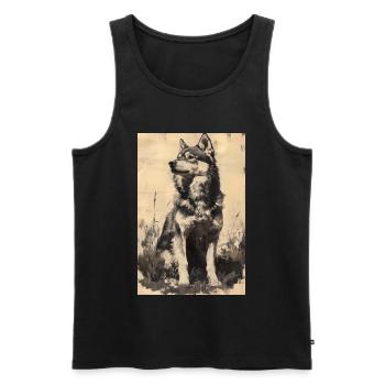 Illustration eines Wolfes - Männer Premium Bio Tank Top - Schwarz - Vorne - AI Model Male 178 light (178cm)