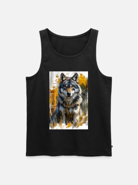 Illustration of a wolf - Débardeur bio Premium Homme - noir