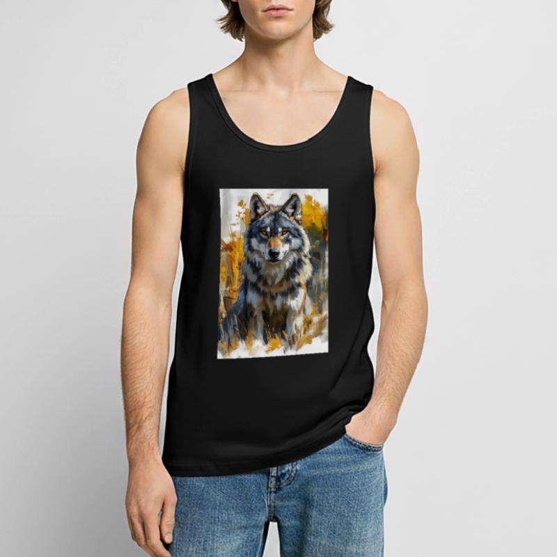Illustration eines Wolfes Männer Premium Bio Tank Top