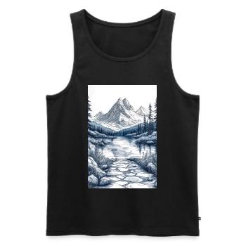 Illustration einer Gebirgslandschaft - Männer Premium Bio Tank Top - Schwarz - Vorne - AI Model Male 178 light (178cm)