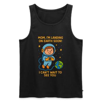 Mom I’m Landing Soon Baby Boy Space Pregnancy  - Men's Premium Organic Tank Top - black - Front - AI Model Male 178 light (178cm)