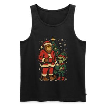 Père Noël Bigfoot Alien Elf Noël - Débardeur bio Premium Homme - noir - Devant - Michal (187cm)