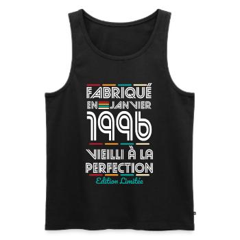 30th Anniversary - Made in January 1996 - Men's Premium Organic Tank Top - black - Front - AI Model Male 178 light (178cm)