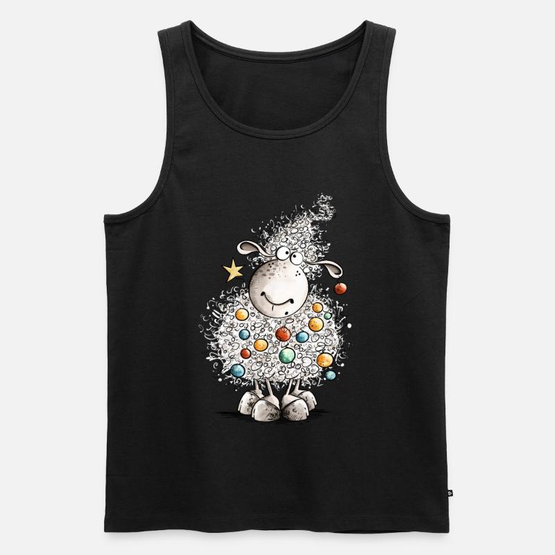 Fleece Navidad Schaf Weihnachten  - Männer Premium Bio Tank Top - Schwarz