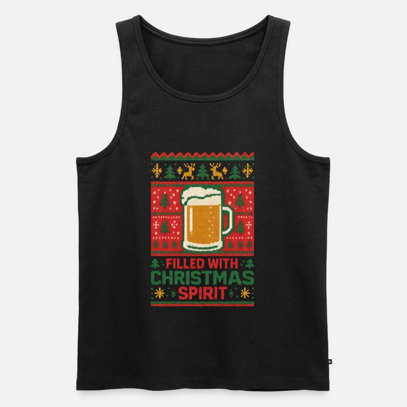 Bierkrug Weihnachtspullover - Männer Premium Bio Tank Top - Schwarz