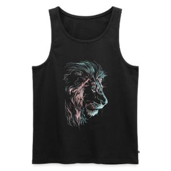 Lion Colorful Lion Head Neon Colorful Predator Art - Men's Premium Organic Tank Top - black - Front - AI Model Male 178 light (178cm)