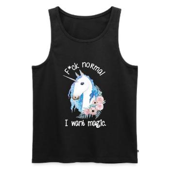 Fuck Normal I Want Magic – Unicorn Watercolor - Men's Premium Organic Tank Top - black - Front - Michal (187cm)