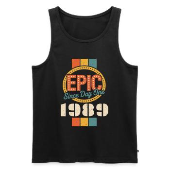 Legendär seit 1989 - Männer Premium Bio Tank Top - Schwarz - Vorne - AI Model Male 178 light (178cm)