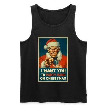 Poster vintage du Père Noël : Noël de fête - Débardeur bio Premium Homme - noir - Devant - Michal (187cm)
