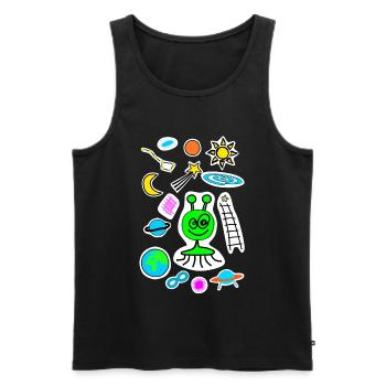 Space doodle - Men's Premium Organic Tank Top - black - Front - AI Model Male 178 light (178cm)