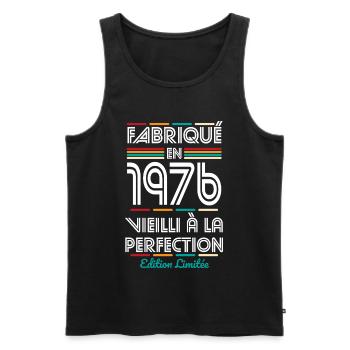 1976 – Hergestellt – Perfekt gereift - Männer Premium Bio Tank Top - Schwarz - Vorne - Michal (187cm)