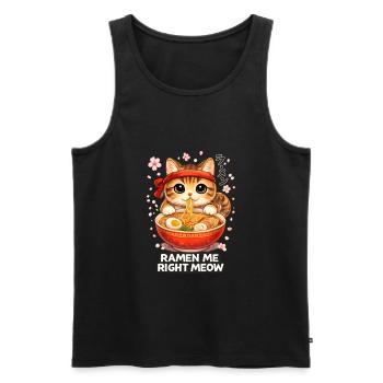 Ramen Katze - Männer Premium Bio Tank Top - Schwarz - Vorne - AI Model Male 178 light (178cm)