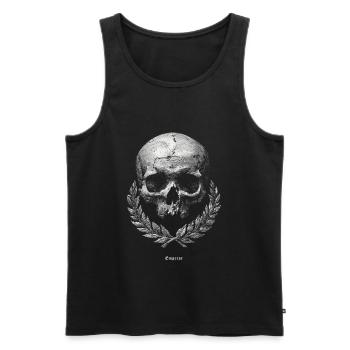 Schädel mit Lorbeer – Dunkles Vintage - Männer Premium Bio Tank Top - Schwarz - Vorne - AI Model Male 178 light (178cm)