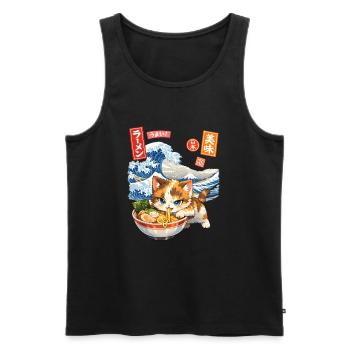 Kawaii Cats Ramen Nouilles Japon Rétro - Débardeur bio Premium Homme - noir - Devant - Michal (187cm)