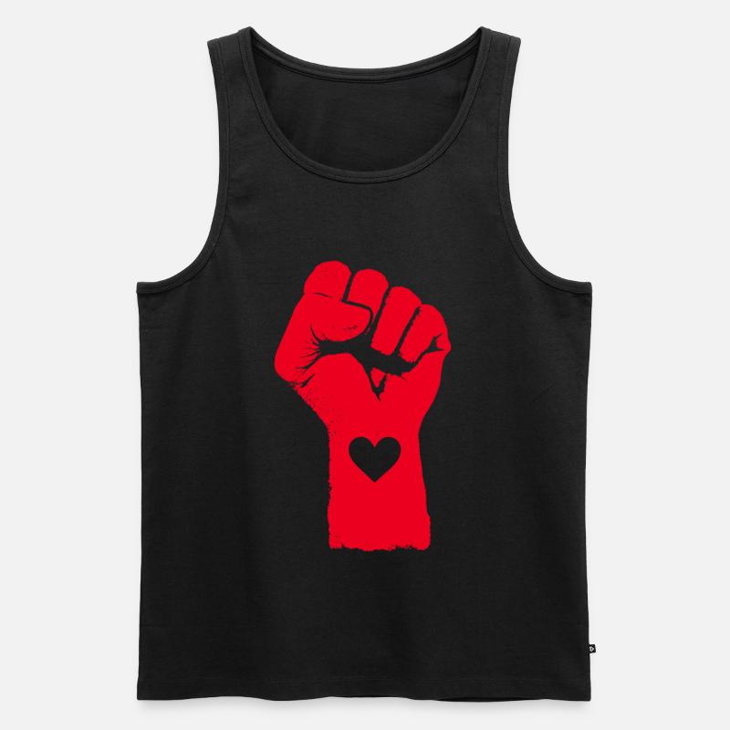 Rote Faust mit Herz - Männer Premium Bio Tank Top - Schwarz